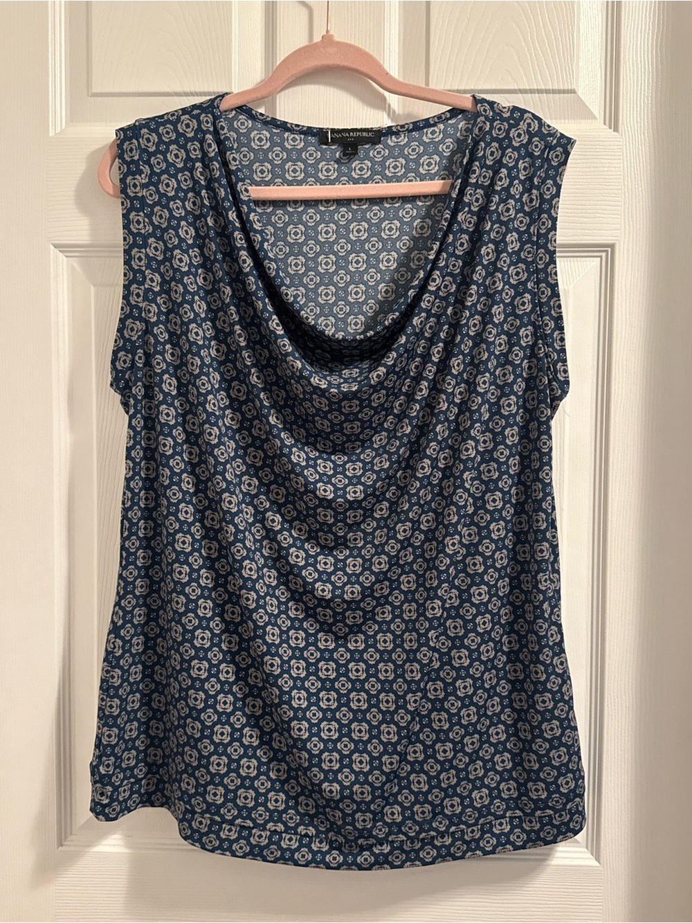 Banana Republic Blue Floral Cowl Neck Sleeveless Top Sz L
